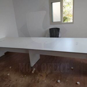 שולחן ישיבות מלבני לבן